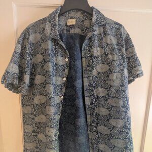 J Crew Floral Print (L) - Linen & Cotton Blend - Button Down Short Sleeve Shirt